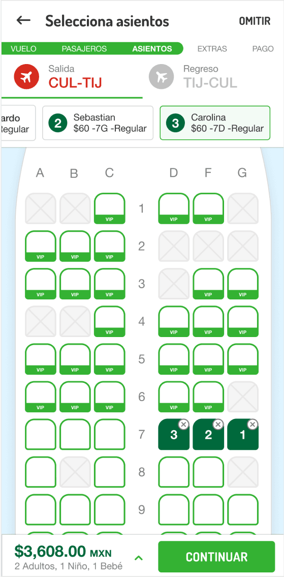 Seat selection Viva Aerobus