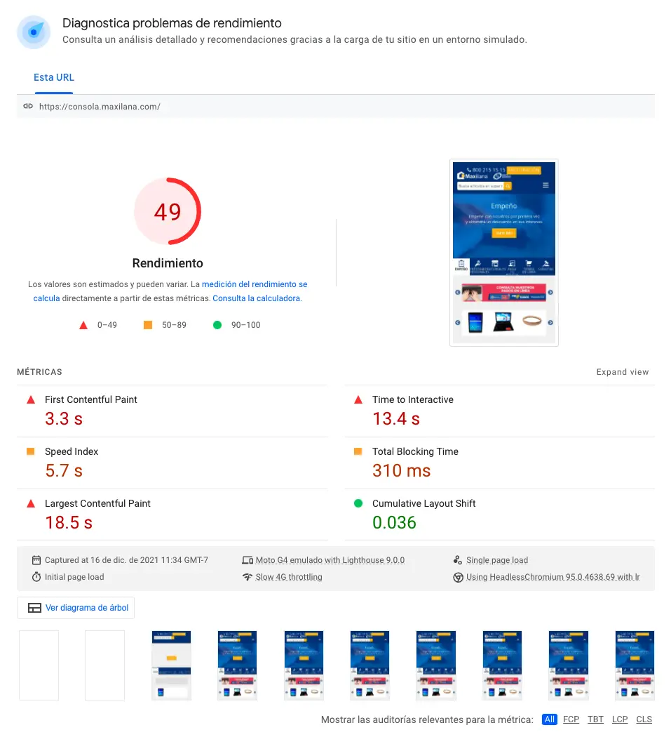 Maxilana Website Performance Metrics After Optimization